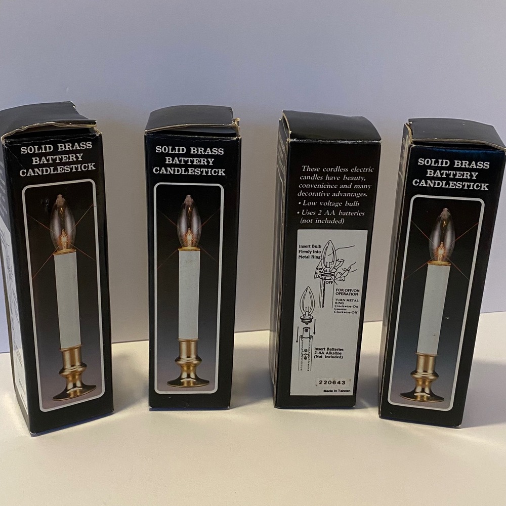 Unbranded Battery Candlestick Set of four‎ 9.5 in New Brass Cordless Window